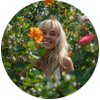 lady in flowers forest